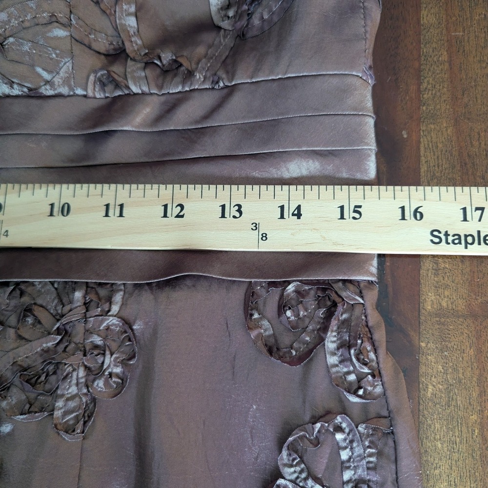 Brown Halter Mermaid Dress Gown Floral Embroidered Sz 10 Taffeta Wedding Guest - Picture 11 of 12